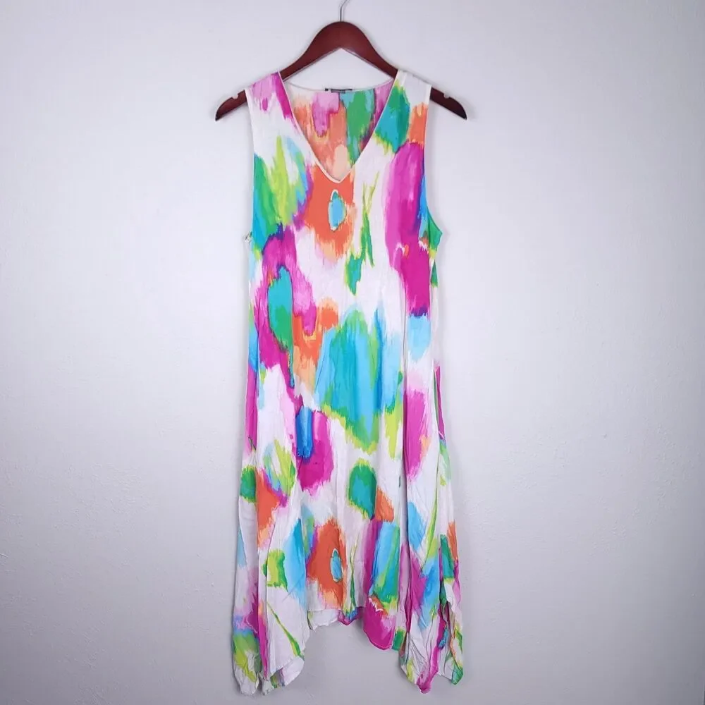 Natori Artsy Abstract Asymmetric Aurora Dress Size Medium